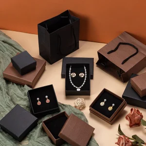 Wood Grain Paper Earring Box for Premium Jewelry Packaging - Image 2