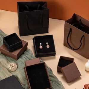 Wood Grain Paper Earring Box for Premium Jewelry Packaging - Image 3