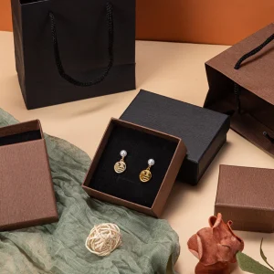 Wood Grain Paper Earring Box for Premium Jewelry Packaging - Image 5